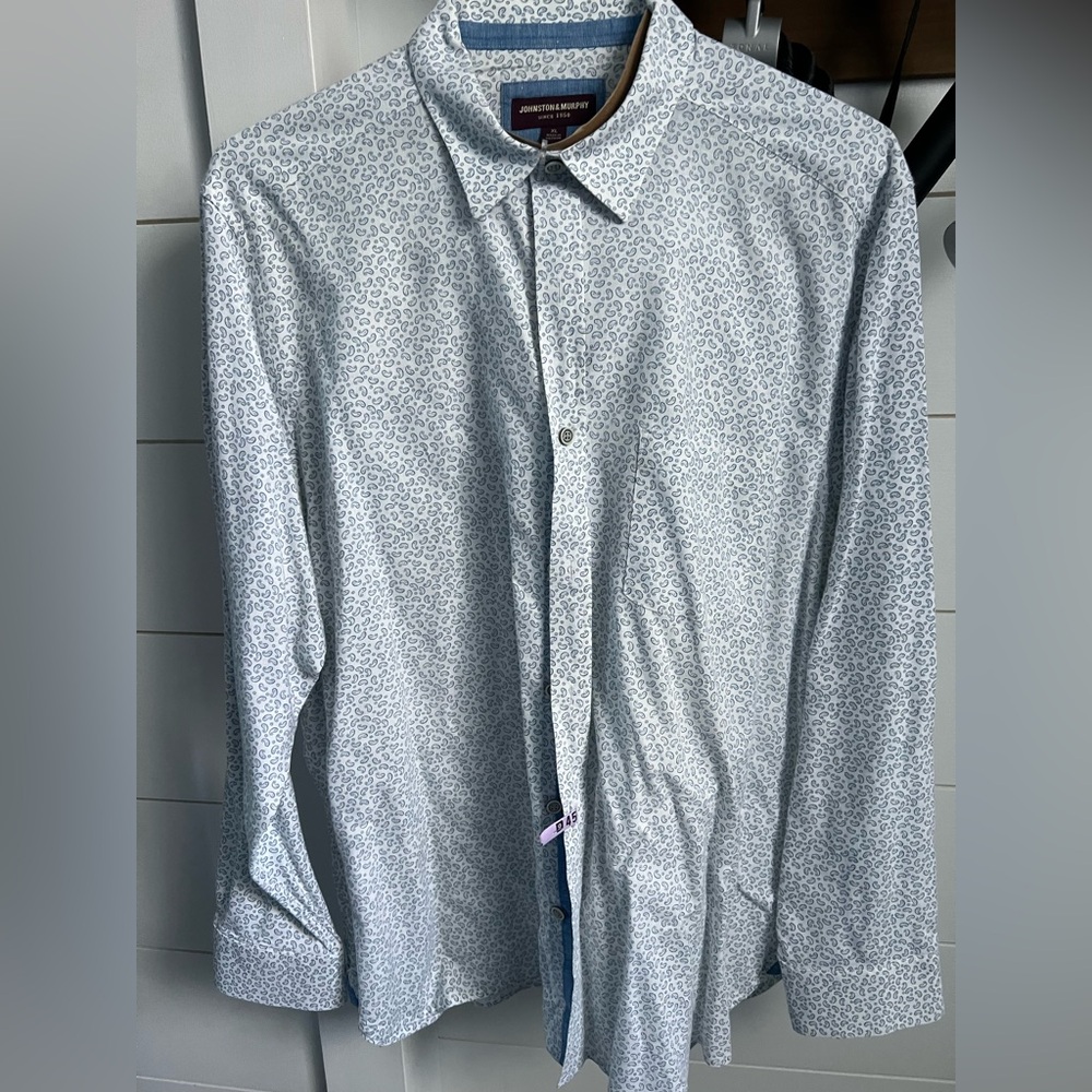 Johnston & Murphy Light Blue Micro-Paisley Dress Shirt